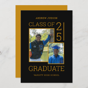 Class Of 24 Photo Bio School Colours Graduation  Invitation