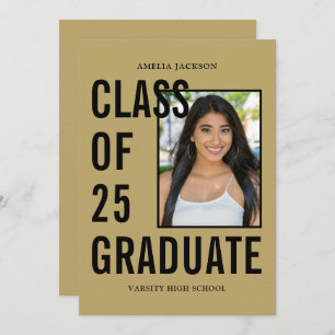 Class Of 25 Gold Photo Graduation Announcement