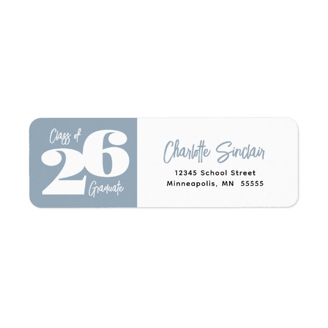 Class of 25 Graduate Blue Return Address Label (Front)