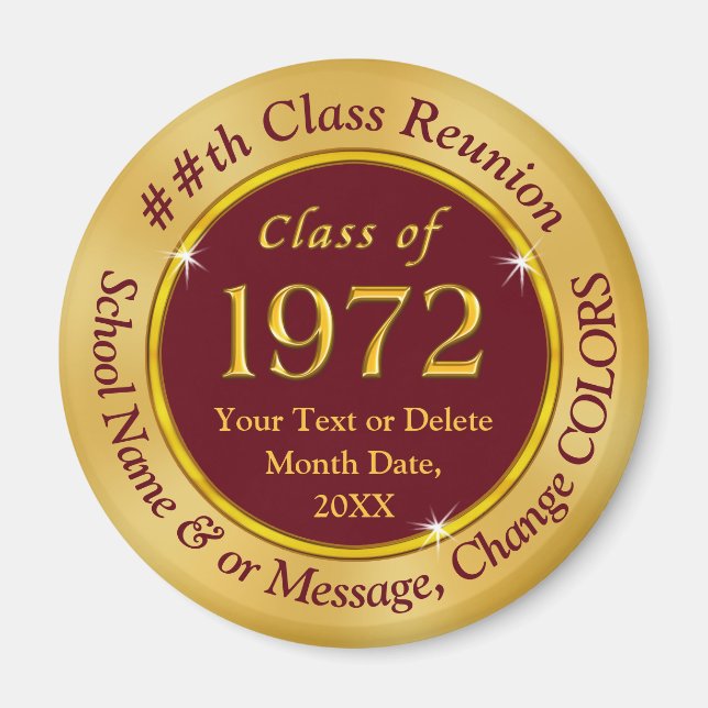 Class of 72 Reunion, Cheap Personalised Souvenirs  Magnet (Front)
