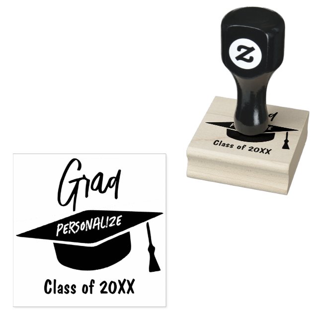 Class of (Add Year) Grad -Personalise Rubber Stamp (Stamped)
