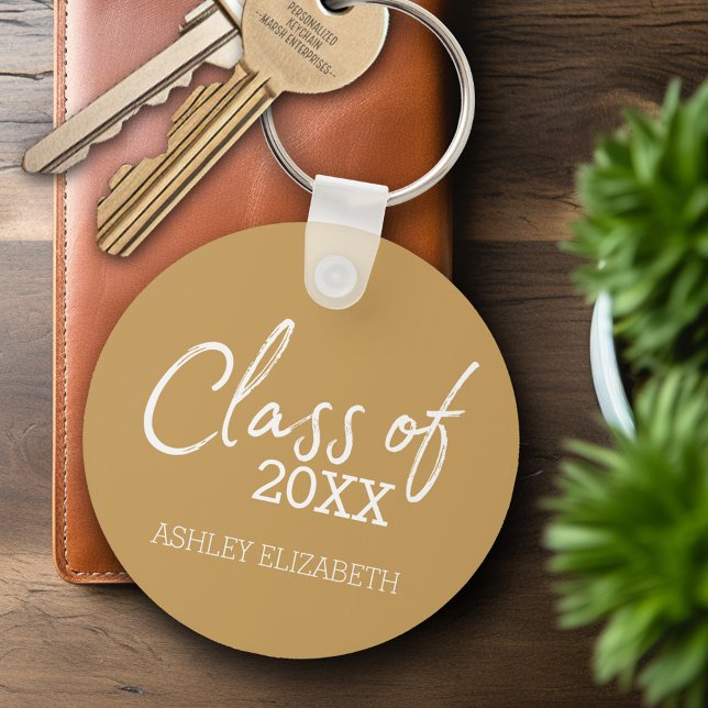 Class of ADD YOUR YEAR Graduation Party Gold Key Ring (Personalized Keychain - Graduation Party Favor)