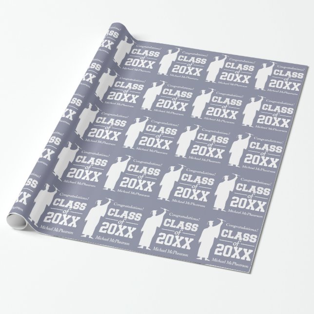 Class of ANY year custom colour & text gift paper (Unrolled)