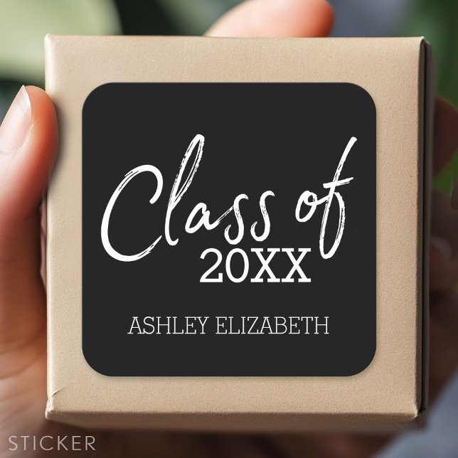 Class of Any Year Graduation Party Square Sticker (Custom Sticker - Personalize with your info for a party favor or gift)