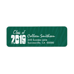 Class of Any Year GREEN Zebra Print Graduation Return Address Label