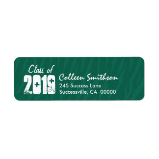Class of Any Year GREEN Zebra Print Graduation Return Address Label