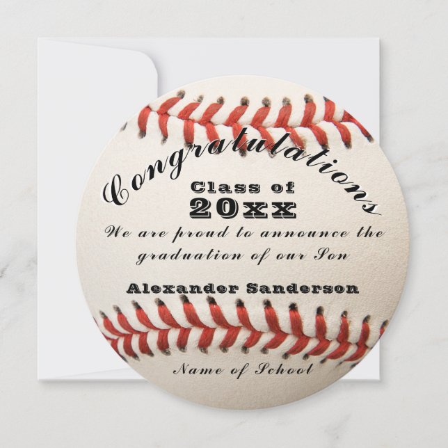 Class of baseball School Graduation Announcement (Front)