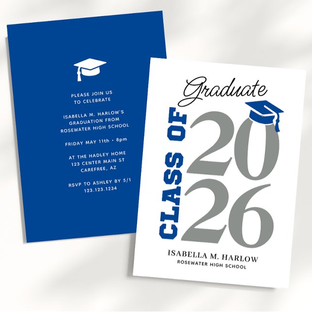 Class of Blue Grey YY Graduation Invitation (Creator Uploaded)