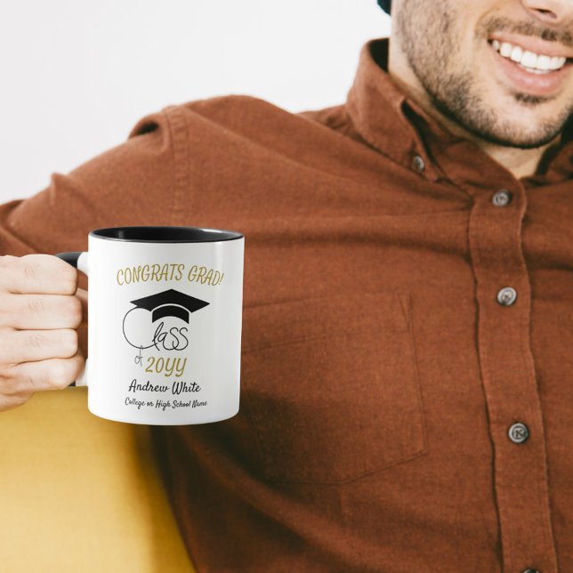 Class of-Congrats Grad-Inspirational-Black Gold Mug (Celebrate your grad!)