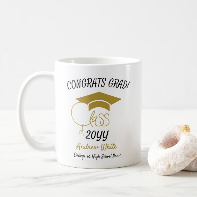 Class of-Congrats Grad-Inspirational-Gold Modern Coffee Mug (With Donut)