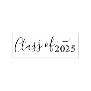 Class of custom year elegant script graduation rubber stamp