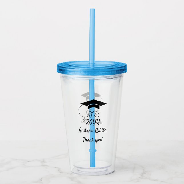 Class of-Custom Year-Name-Phrase-Black Script Acrylic Tumbler (Front)