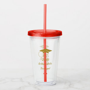 Class of-Custom Year-Name-Phrase-Gold Script Acrylic Tumbler