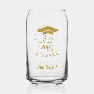 Class of-Custom Year-Name-Phrase-Gold Script Can Glass