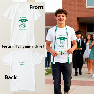 Class of-Dark Green Graduation Cap-Custom T-Shirt