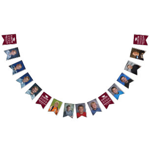 Class of   Editable Maroon   Photo Graduation Bunting
