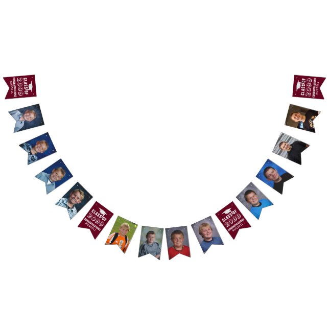 Class of | Editable Maroon | Photo Graduation Bunting (All)