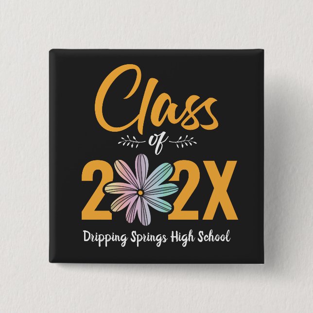 Class Of Flower Senior 15 Cm Square Badge (Front)