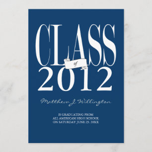 Class of Grad Invite/Announcement: Navy Invitation