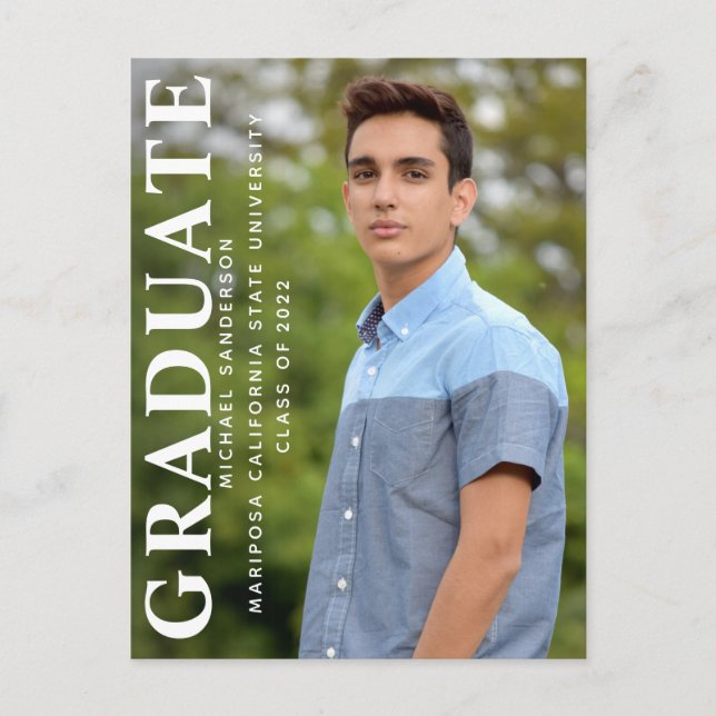 Class of Graduate Photo Graduation Announcement Postcard (Front)