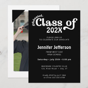 Class of Graduation Black and White Photo on Back Holiday Card