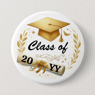Class of Graduation Cap and Diploma Button