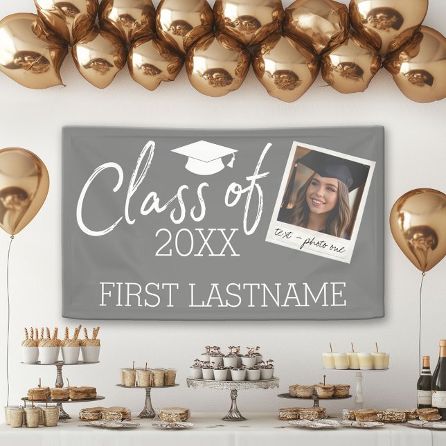 Class of - Graduation Square Photo Collage Banner (Custom Party Banner)