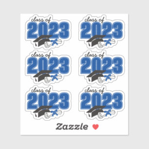 Class of Graduation Year Grad Hat Diploma Blue