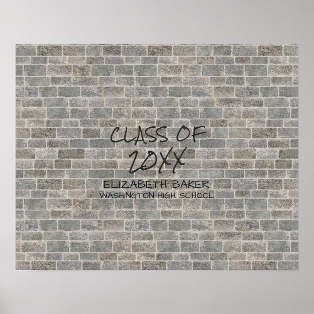 Class of | Grey Brick "Write On My Wall" Keepsake Poster (Front)