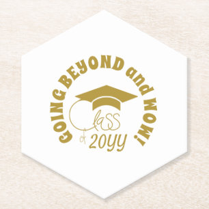 Class of-Inspirational Quote-Name-Graduation-Gold Paper Coaster