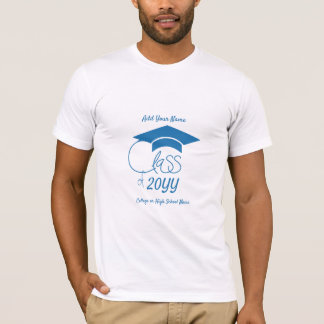 Class of-Light Blue Graduation Cap-Custom T-Shirt