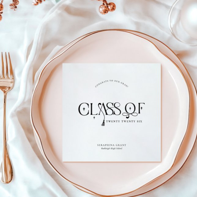 Class Of | Modern Personalized Graduation Party Napkin (Creator Uploaded)
