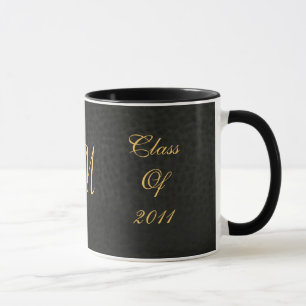 Class Of Monogram Black Leather Graduation Mug