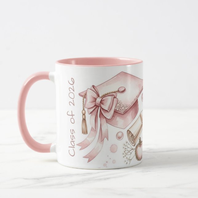 Class of  pink girly accessories graduation  mug (Left)