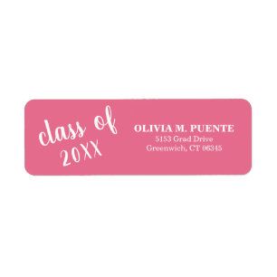 Class Of Pink Graduation Return Address Label