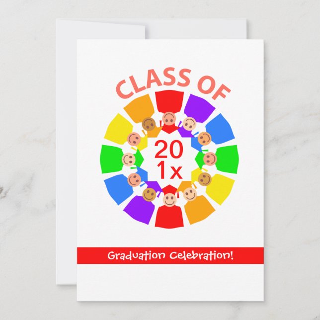 Class of ... Rainbow Flower Invitation (Front)