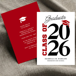 Class of Red Black YY Graduation Invitation