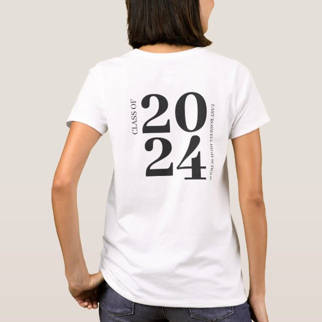 Class Of Simple Black and White Graduation  T-Shirt (Back)