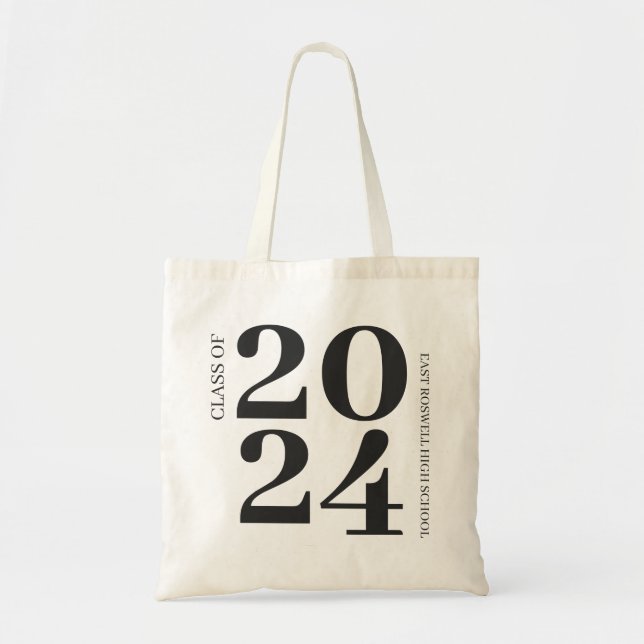 Class Of Simple Black and White Graduation  Tote Bag (Front)