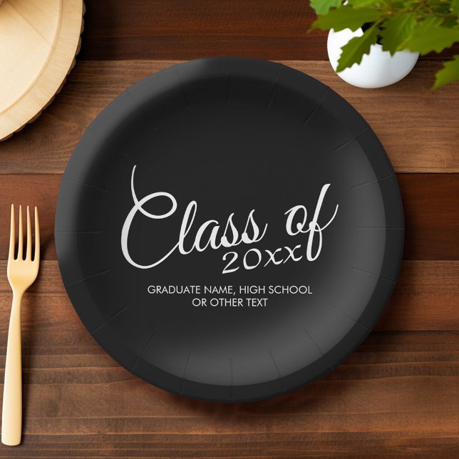 Class of with Custom Year and High School Paper Plate (Custom Graduation Plates)