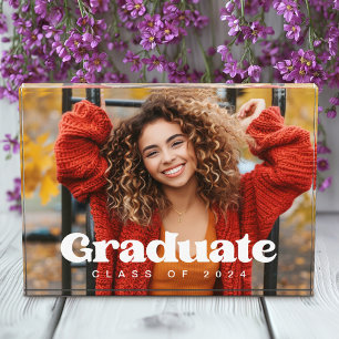 Class of year 2024 school modern graduation photo block