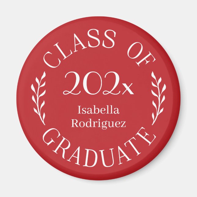 Class of Year Graduate Name Typography Red Magnet (Front)