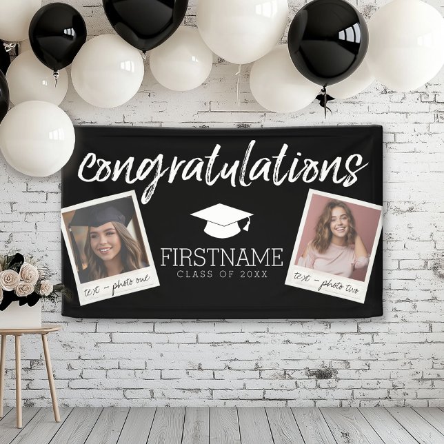 Class of Year Graduation 2 Graduate Photo Collage Banner (Custom Graduation Banner for a Grad Party or Open House)