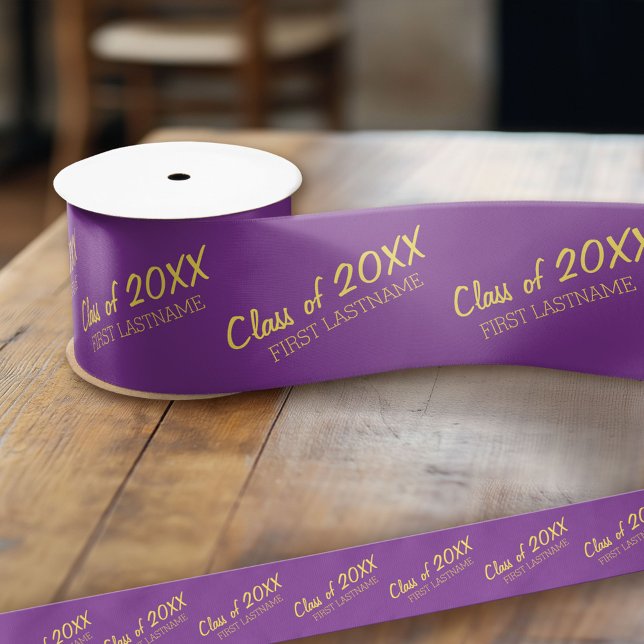 Class of Year - Graduation - Purple Gold Satin Ribbon (Custom Graduation Ribbon)