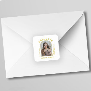 Class of year minimalist simple graduate photo  square sticker