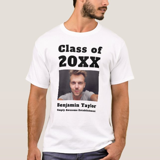Class Of Year Name Text Photo Graduate Graduation T-Shirt (Front)