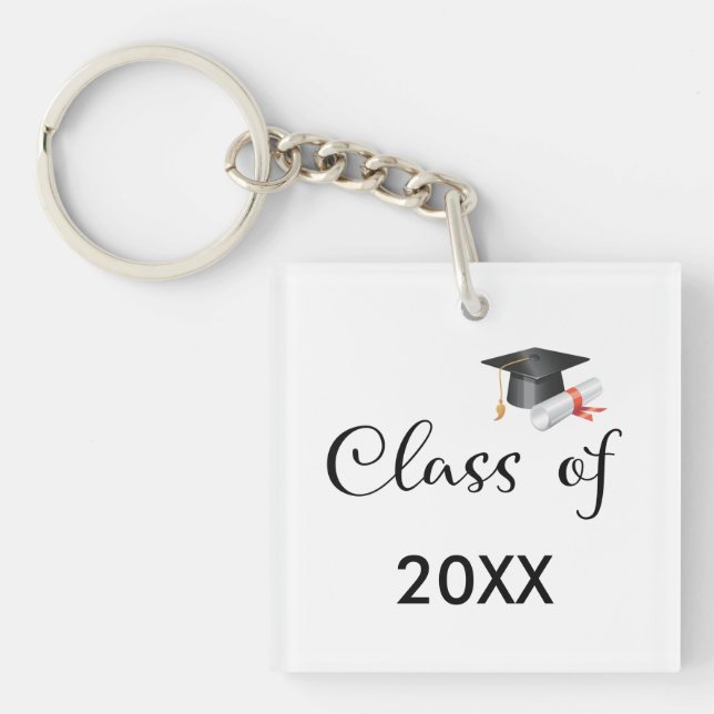 Class of Your Year Graduation Cap Personalised Key Ring (Front)