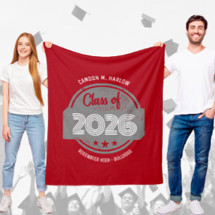 Class of YY Graduate Name Red Fleece Blanket