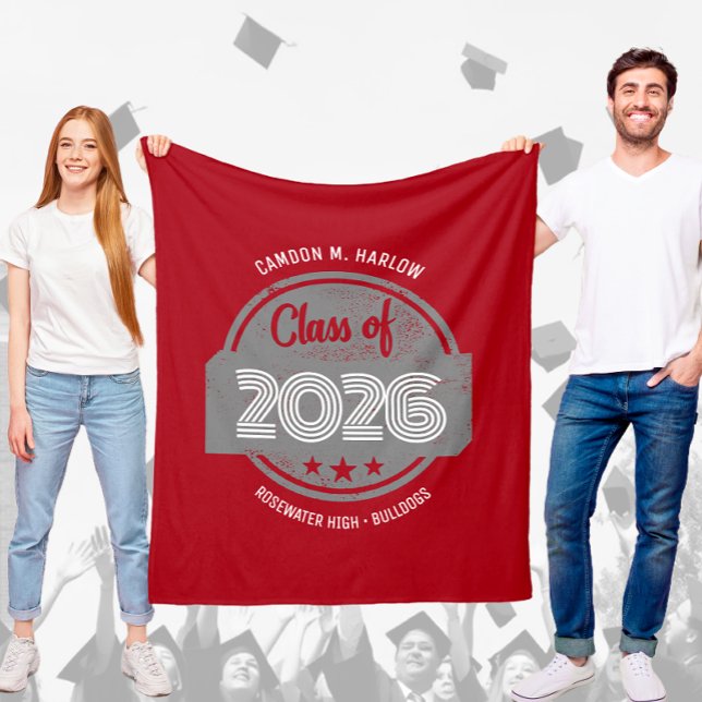 Class of YY Graduate Name Red Fleece Blanket (Creator Uploaded)