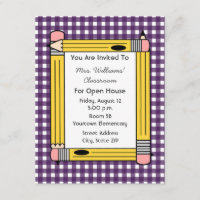 Class Open House: Yellow Pencils, Purple Gingham